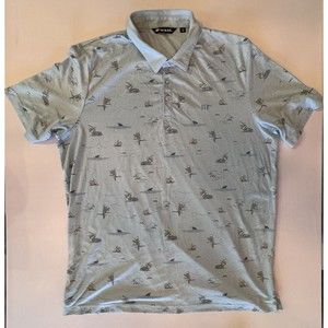Travis Mathew Going Rogue Polo Parrot Toucan Bird Short Sleeve Shirt Men's XXL